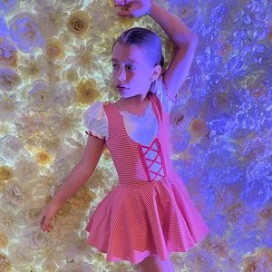 White and Red Costume. Worn for Little Red Riding Hood.